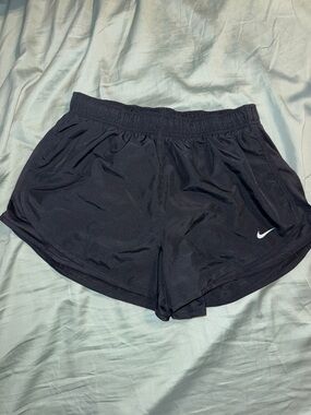 Nike Women's Black Athletic Shorts with White Swoosh